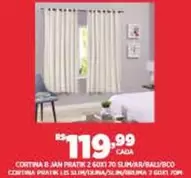 Oferta de Cortina B Jan Prathx2,6x170 Slim/Bar/Bco por R$119,99 em DB Supermercados