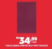 Oferta de Confort - Toalha Banho  Felp Tinto 70x40cm por R$34,99 em DB Supermercados