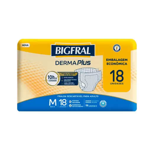 Oferta de Fralda Descartável Adulto Bigfral Derma Plus M Embalagem Econômica 18 Unidades por R$66,49 em Drogal