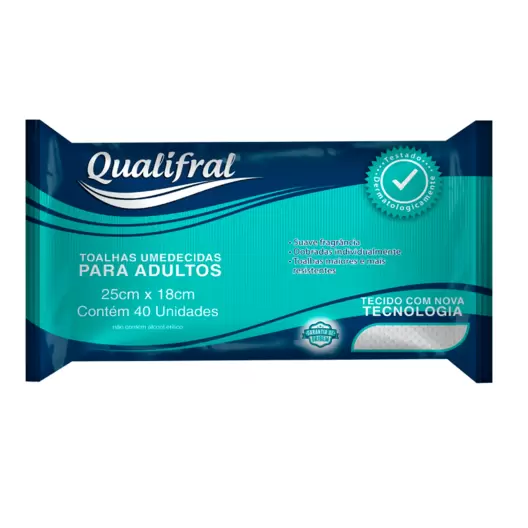 Oferta de Toalhas Umedecidas para Adultos Qualifral 40 Unidades por R$14,99 em Drogal