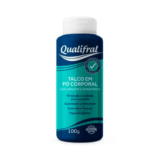 Oferta de Talco em Pó Corporal Qualifral Adulto e Geriátrico 100g por R$14,99 em Drogal