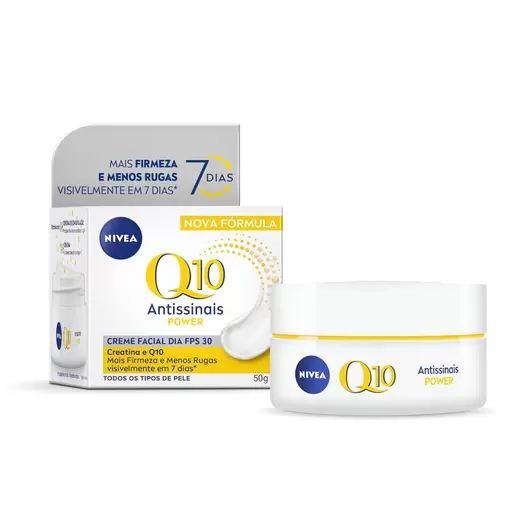 Oferta de Creme Facial Nivea Q10 Antissinais Power FPS30 Dia 50g por R$45,15 em Drogal