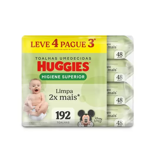 Oferta de Lenços Umedecidos Huggies Higiene Superior 192 Unidades por R$35,99 em Drogal