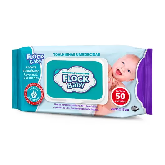 Oferta de Lenços Umedecidos Flock Baby 50 Unidades por R$9,19 em Drogal