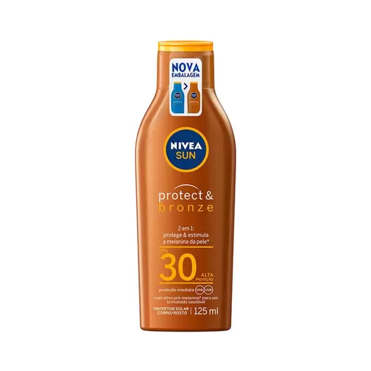 Oferta de Protetor Solar Nivea Sun Protect & Bronze FPS30 125ml por R$38,89 em Drogal