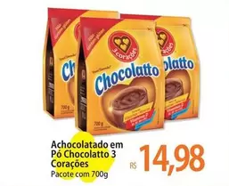 Oferta de 3 Corações - Achocolatado Em Pó Chocolatto por R$14,98 em Atacadão