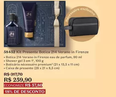 Oferta de O boticario - Kit Presente Botica 214 Verano In Firenze por R$259,9 em O Boticário