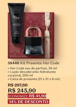 Oferta de O boticario - Kit Presente Her Code por R$245,9 em O Boticário