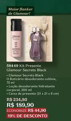 Oferta de Glamour - Kit Presente  Secrets Black por R$189,9 em O Boticário