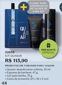 Oferta de Quasar - Kit Para Viagem por R$115,9 em O Boticário