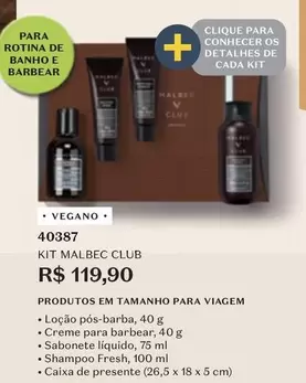 Oferta de Malbec - Kit Club por R$119,9 em O Boticário