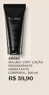 Oferta de Malbec - Vert Loção Desodorante Hidratante Corporal por R$59,9 em O Boticário