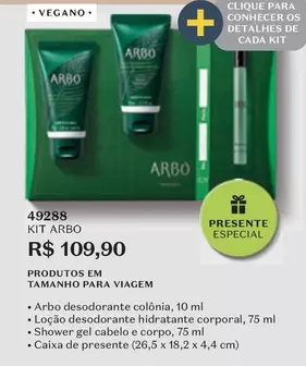 Oferta de Arbo - Kit por R$109,9 em O Boticário