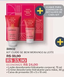 Oferta de Cuide-se Bem - Kit  Morango & Leite por R$35,9 em O Boticário