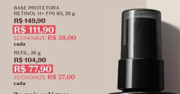 Oferta de Base Protetora Retinol H+ Fps 80, 26g por R$111,9 em O Boticário