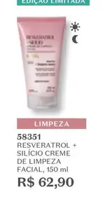 Oferta de O boticario - Resveratrol + Silicio Creme De Limpeza Facial por R$62,9 em O Boticário