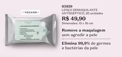 Oferta de Lenço - Demaquilante Antisséptico por R$49,9 em O Boticário