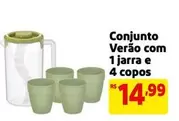 Oferta de Conjunto Verão Com 1 Jarra E 4 Copos por R$14,99 em Mercado Extra