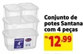 Oferta de De   - Conjunto De Potes Santana Com 4 Peças por R$12,99 em Mercado Extra