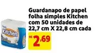 Oferta de Kitchen - Guardanapo De Papel Folha Simples Com 50 Unidades De 22,7 Cm X 22,8 Cm Cada por R$2,69 em Mercado Extra