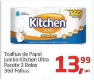 Oferta de Kitchen - Toalhas De Papel Jumbo  Ultra Pacote 3 Rolos por R$13,99 em Tenda Atacado