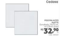 Oferta de Cedasa - Piso Palazzo Matte por R$32,9 em Telhanorte