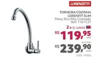 Oferta de Lorenzetti - Torneira Cozinha Slim por R$239,9 em Telhanorte