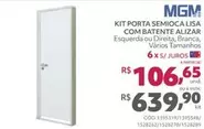 Oferta de MGM - Kit Porta Semioca Lisa Com Batente Alizar por R$639,9 em Telhanorte