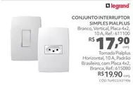 Oferta de Legrand - Conjunto Interruptor Simples Pialplus por R$17,9 em Telhanorte