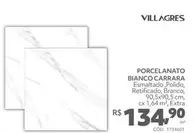 Oferta de Villagres - Porcelanato Bianco Carrara por R$134,9 em Telhanorte