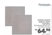 Oferta de Portobello - Porcelanato Nebula Grey Natural por R$64,9 em Telhanorte