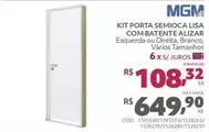 Oferta de MGM - Kit Porta Semioca Lisa Com Batente Alizar por R$649,9 em Telhanorte