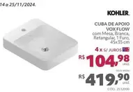 Oferta de Kohler - Cuba De Apoio Vox Flow por R$419,9 em Telhanorte