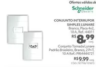 Oferta de Schneider - Conjunto Interrupor Simples Lunare por R$8,99 em Telhanorte