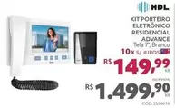 Oferta de HDL - Kit Porteiro Eletrônico Residencial Advance por R$1499,9 em Telhanorte