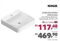 Oferta de Kohler - Cuba De Apoio Vox Flow por R$469,9 em Telhanorte