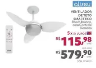 Oferta de Aliseu - Ventilador De Teto Smart Eco  por R$115,98 em Tumelero