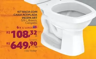 Oferta de Kit Bacia Com Caixa Acoplada Incepa Art por R$108,32 em Tumelero