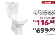 Oferta de Lorenzetti - Kit Bacia Com Caixa Acoplada Lorenone por R$116,65 em Tumelero