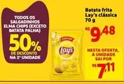 Oferta de Lay's - Batata Frita Classica por R$9,48 em Mini Extra