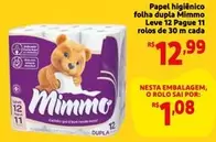 Oferta de Mimmo - Papel Higiênico Folha Dupla por R$12,99 em Mini Extra