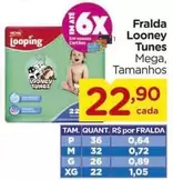 Oferta de Looping - Fralda Looney Tunes por R$22,9 em Carrefour