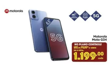 Oferta de Motorola - Moto G34 por R$1199 em Carrefour