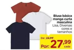 Oferta de Lisa - Blusa Básica Manga Curta Masculina por R$27,99 em Carrefour