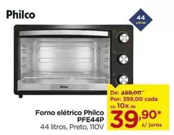 Oferta de Philco - Forno elétrico PFE44P por R$39,9 em Carrefour