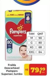 Oferta de Pampers - Fralda Descartável Supersec Jumbo por R$79,99 em Tonin Superatacado