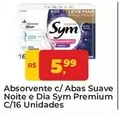 Oferta de Sym - Absorvente C/Abas Suave Noite E Dia Premium C/16 Unidades por R$5,99 em Tonin Superatacado