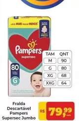 Oferta de Pampers - Fralda Descartável Supersec Jumbo por R$79,99 em Tonin Superatacado