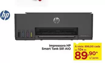 Oferta de HP - Impressora Smart Tank 581 Aio por R$89,9 em Carrefour