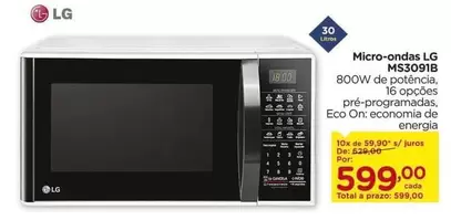 Oferta de LG - Micro-ondas M5301918 por R$599 em Carrefour